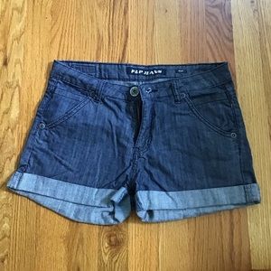 Dark wash jean shorts w/ silver detailing